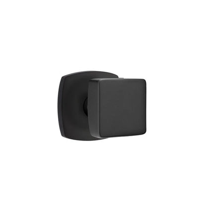 Emtek Square Knob with Urban Modern Rosette in Flat Black