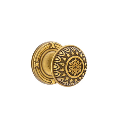Emtek Lancaster Knob with Ribbon & Reed Rosette in French Antique
