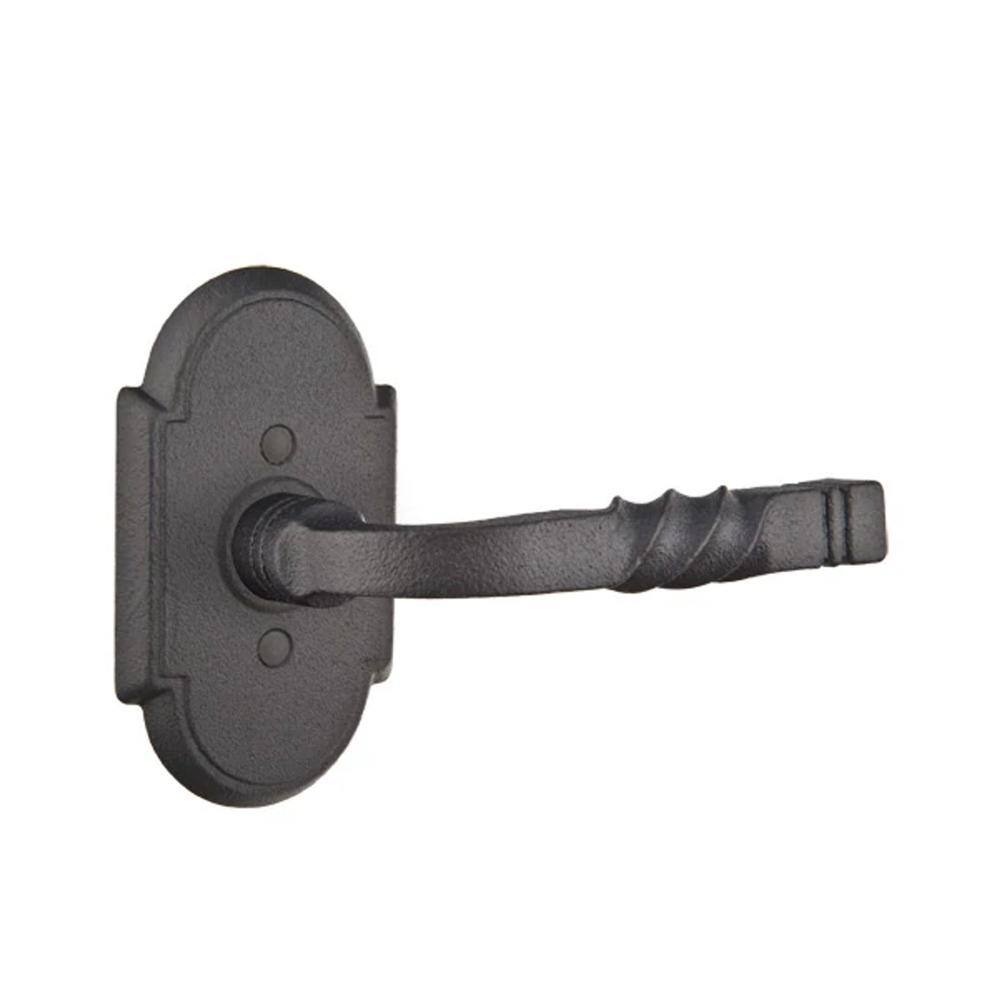 Emtek San Carlos Lever with Wrought Steel #1 Rosette in Flat Black Steel