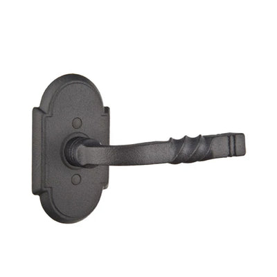 Emtek San Carlos Lever with Wrought Steel #1 Rosette in Flat Black Steel