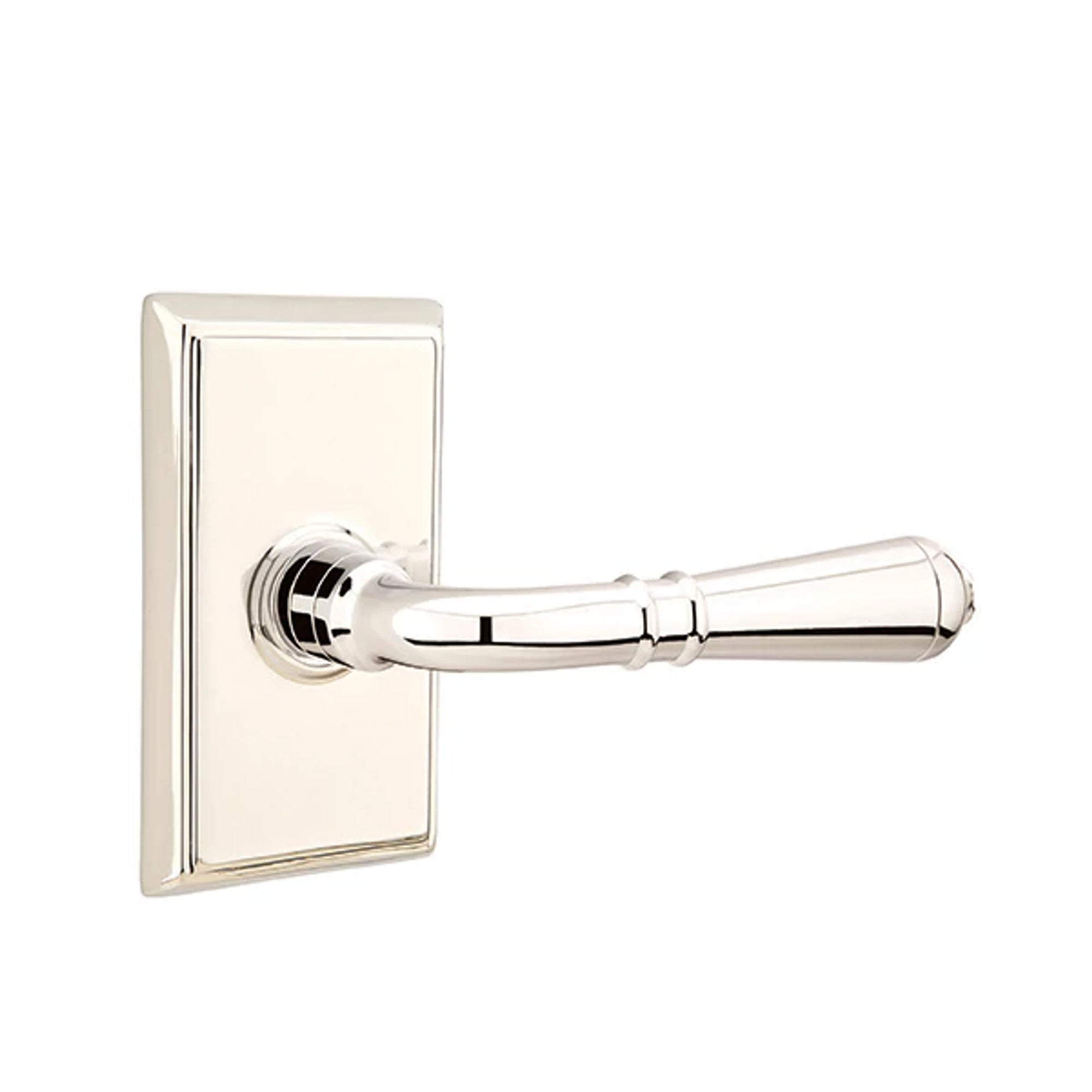 Emtek Turino Lever with Rectangular Rosette in Polished Nickel