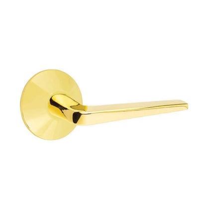 Emtek Athena Lever with Modern Rosette in Unlacquered Brass