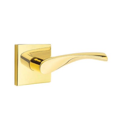Emtek Triton Lever with Square Rosette in Unlacquered Brass