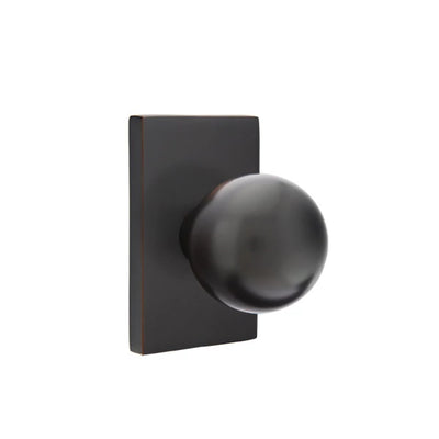 Emtek Orb Knob with Modern Rectangular Rosette in Oil Rubbed Bronze