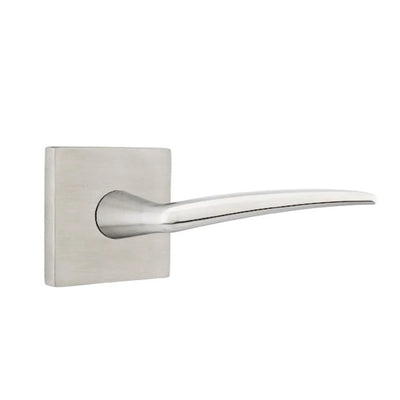 Emtek Stainless Steel Poseidon Lever with Square Rosette in Brushed Stainless Steel