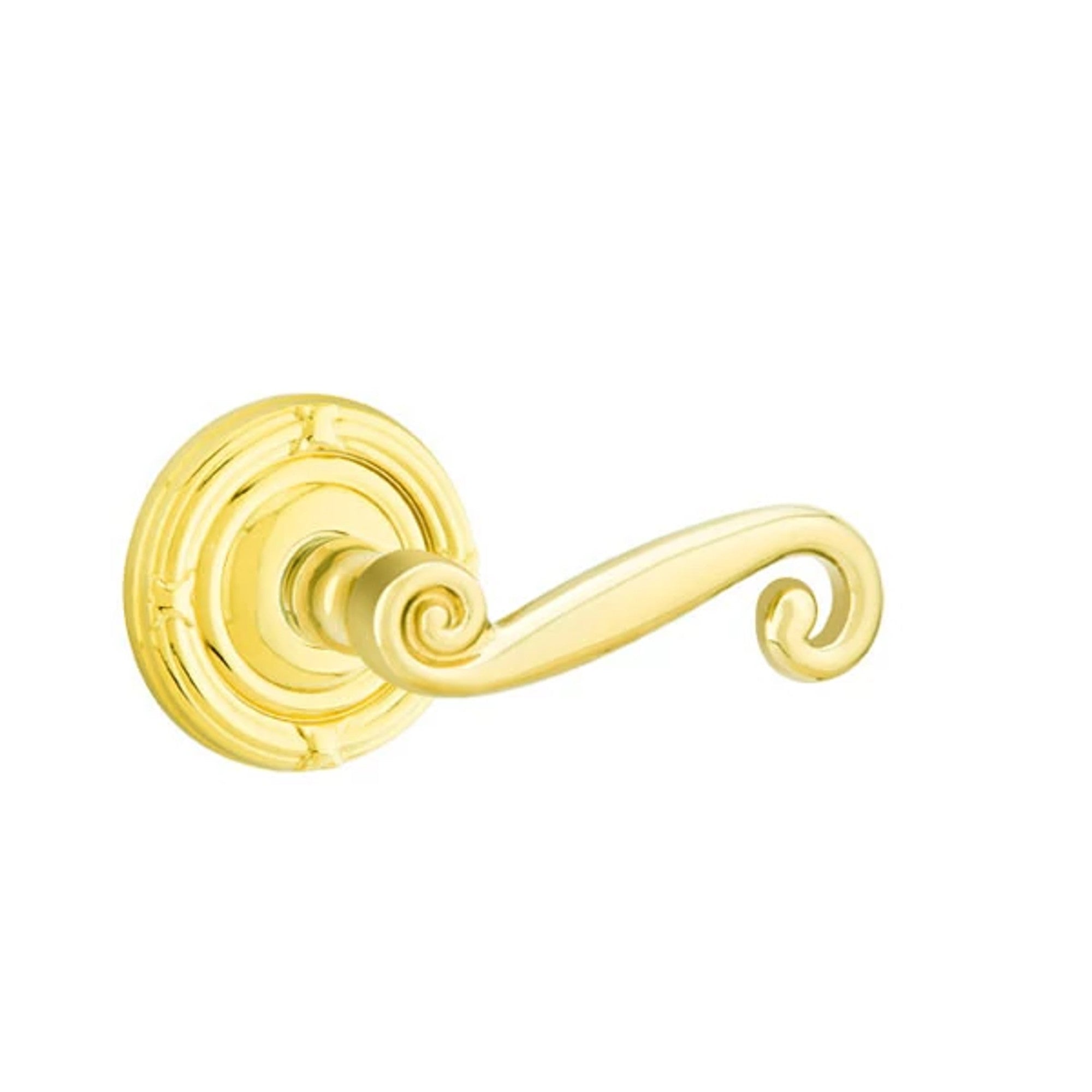 Emtek Rustic Lever with Ribbon & Reed Rosette in Polished Brass