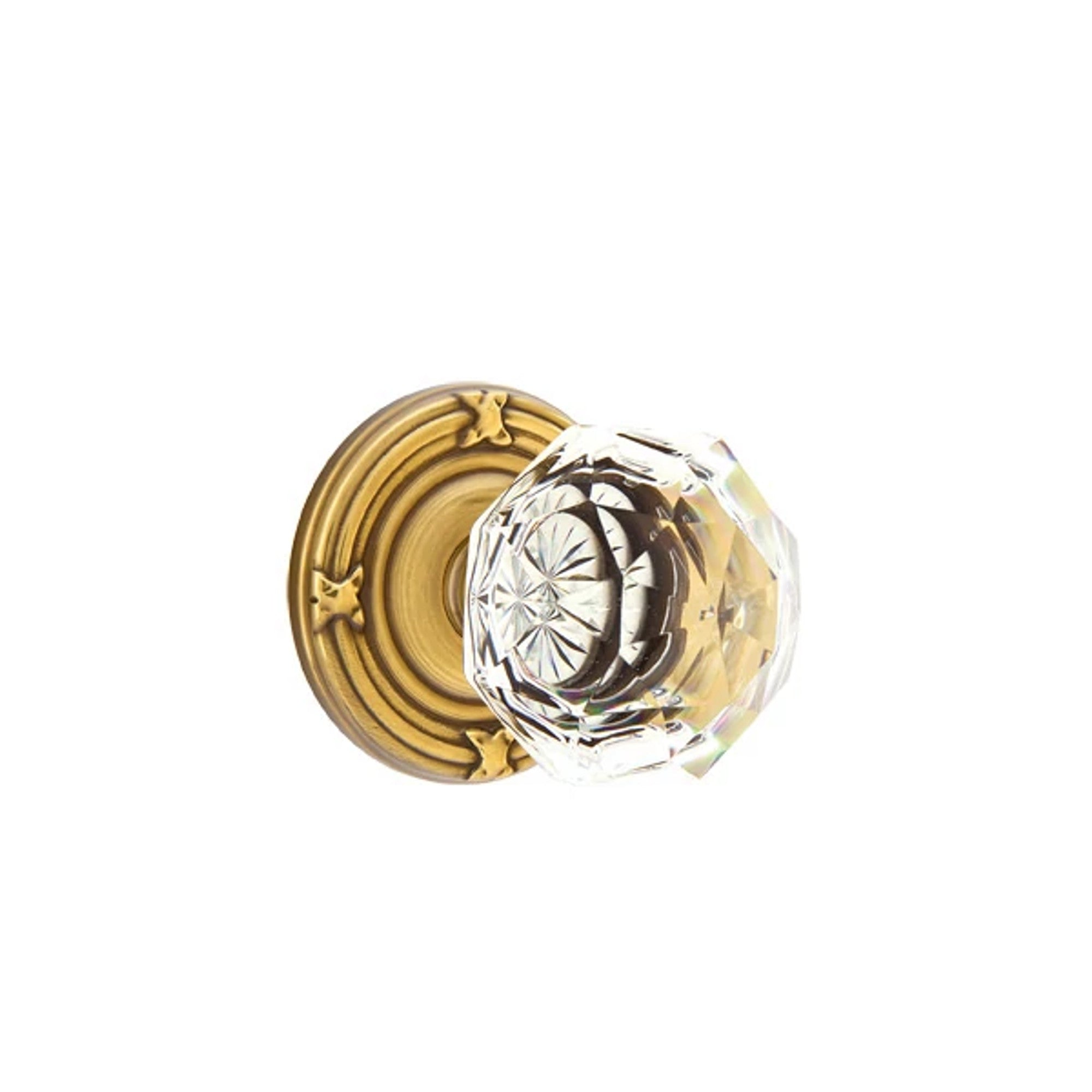 Emtek Diamond Knob with Ribbon & Reed Rosette in French Antique