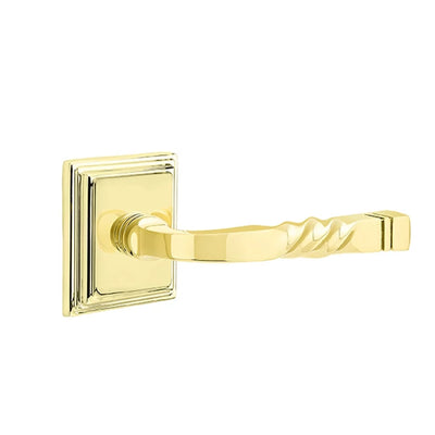 Emtek Santa Fe Lever with Wilshire Rosette in Polished Brass