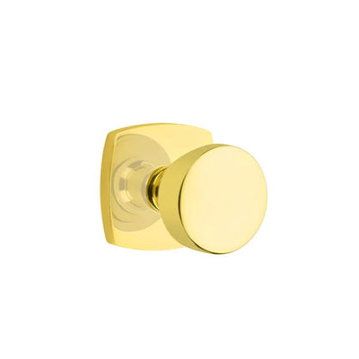 Emtek Laurent Knob with Urban Modern Rosette in Unlacquered Brass