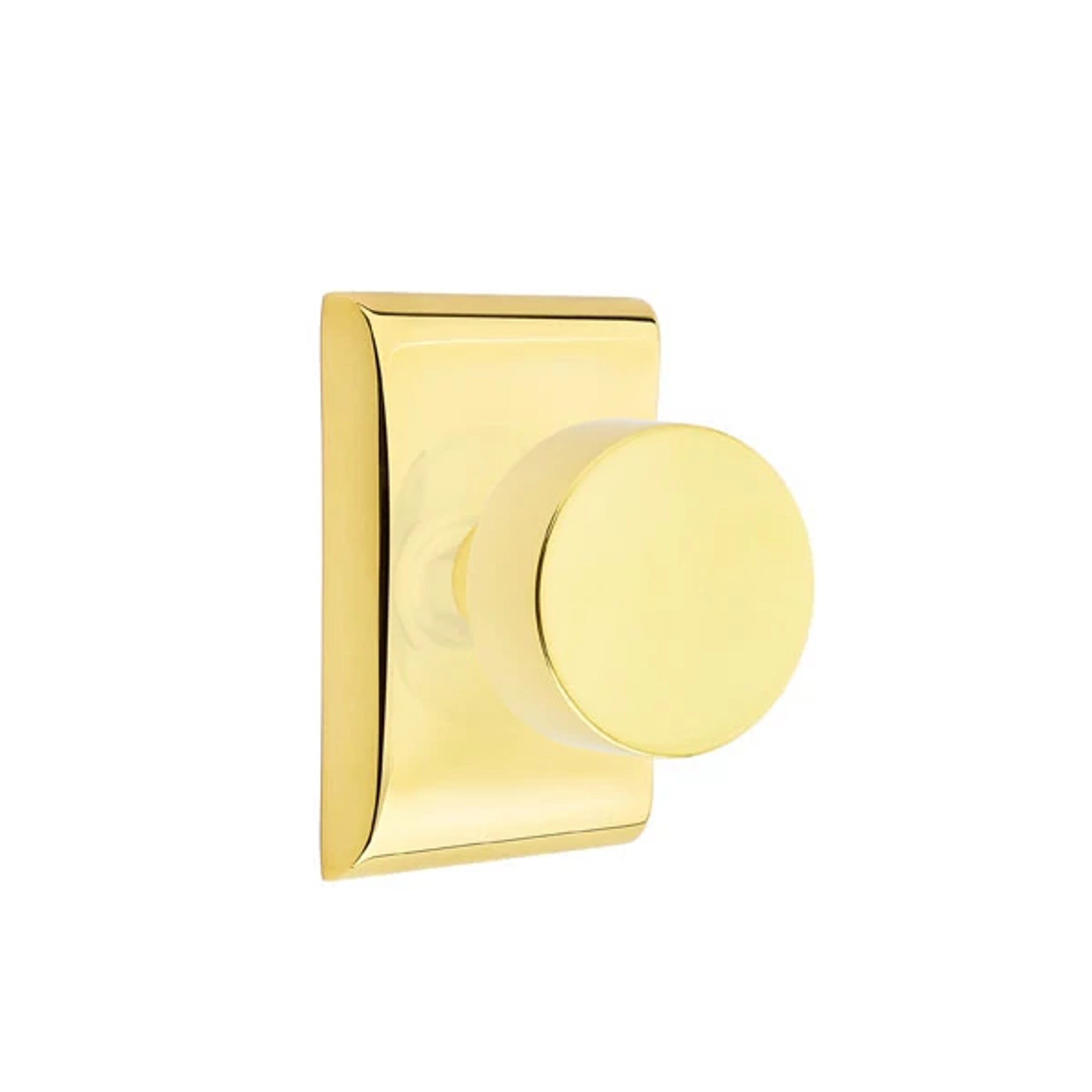 Emtek Round Knob with Neos Rosette in Unlacquered Brass