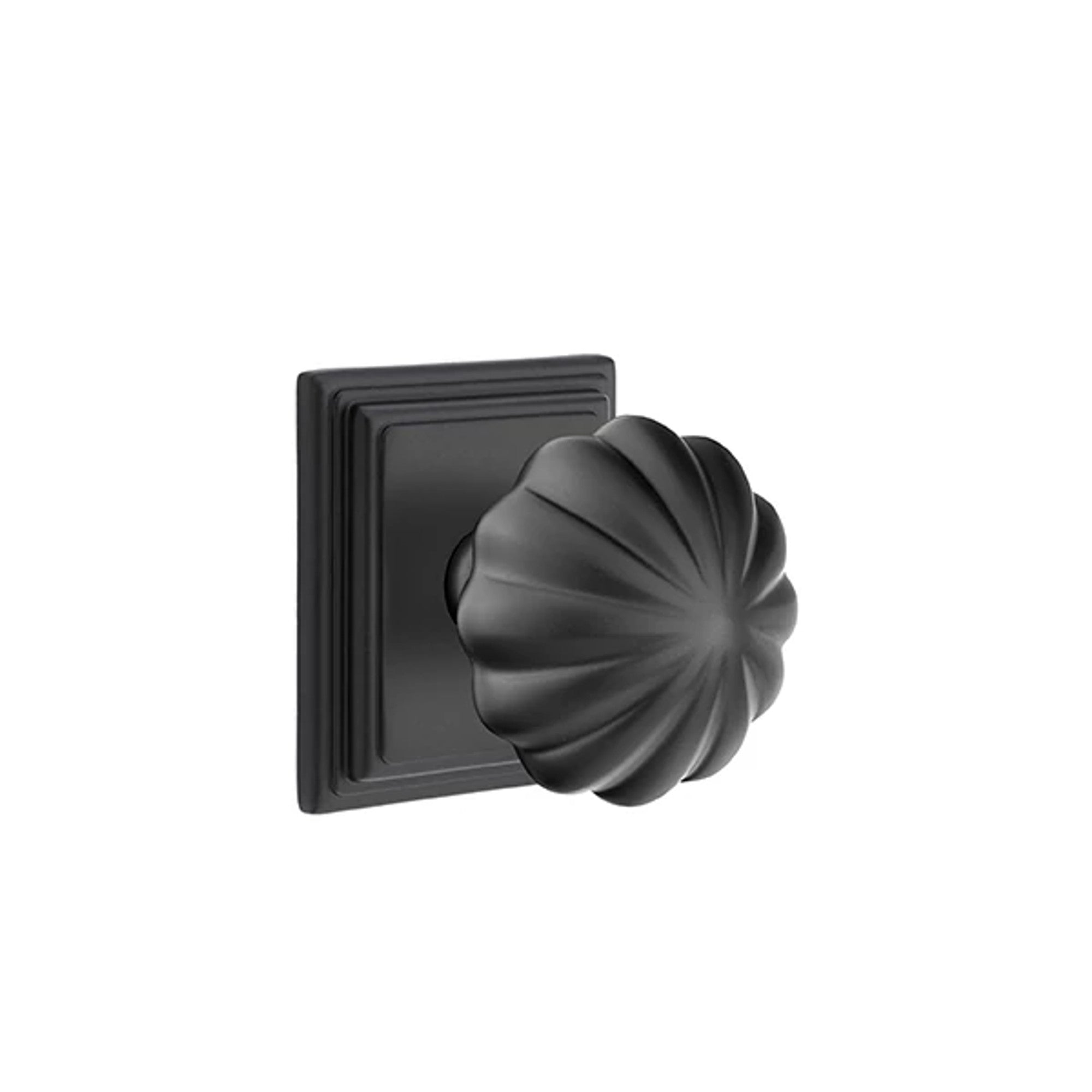 Emtek Melon Knob with Wilshire Rosette in Flat Black