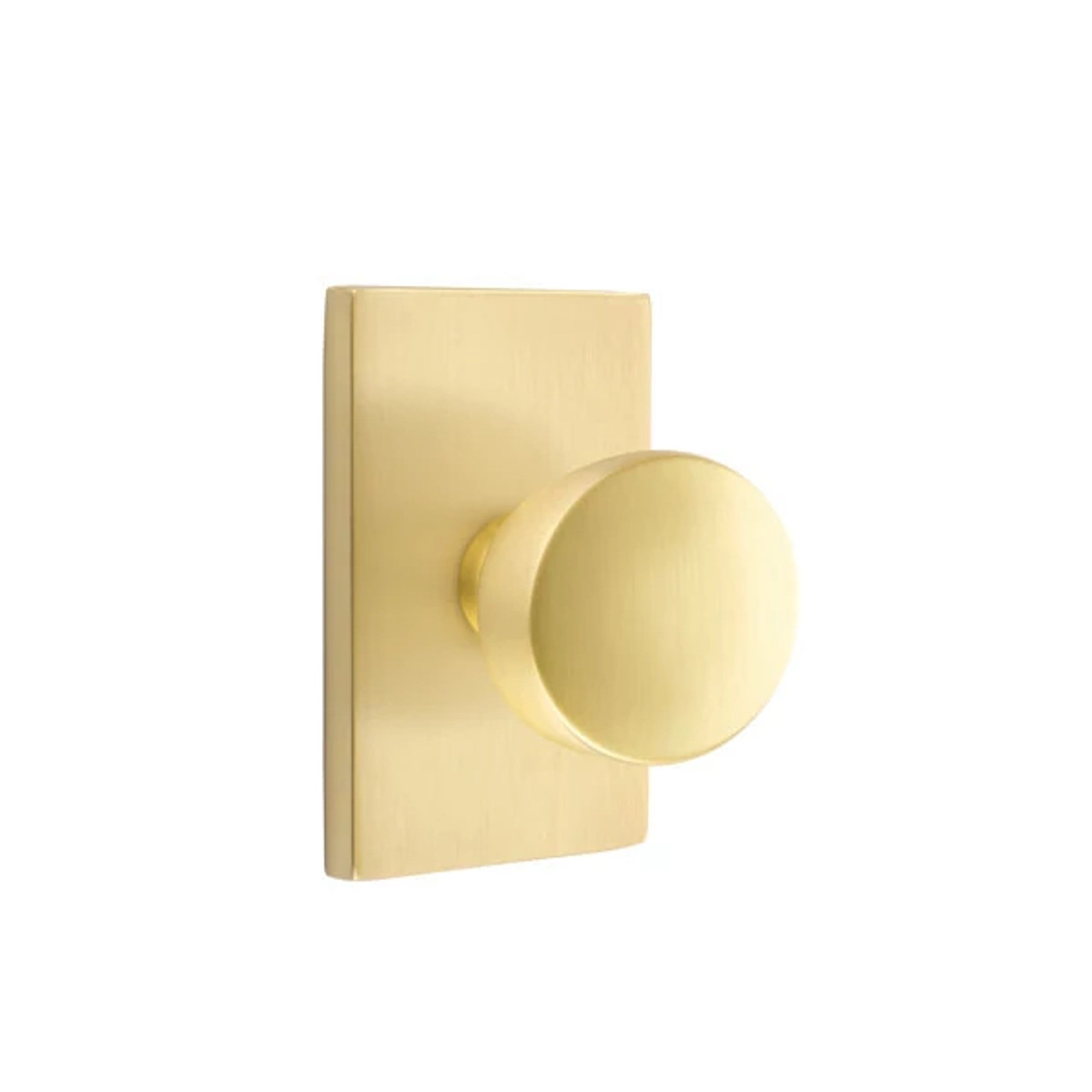 Emtek Laurent Knob with Modern Rectangular Rosette in Satin Brass