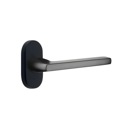 Emtek Helios Lever with Oval Stretto 1-1/2" x 3" in Flat Black