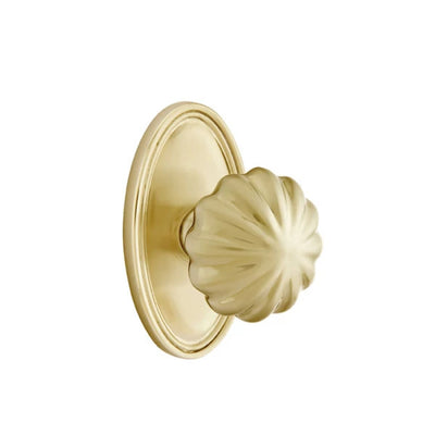 Emtek Melon Knob with Oval Rosette in Satin Brass
