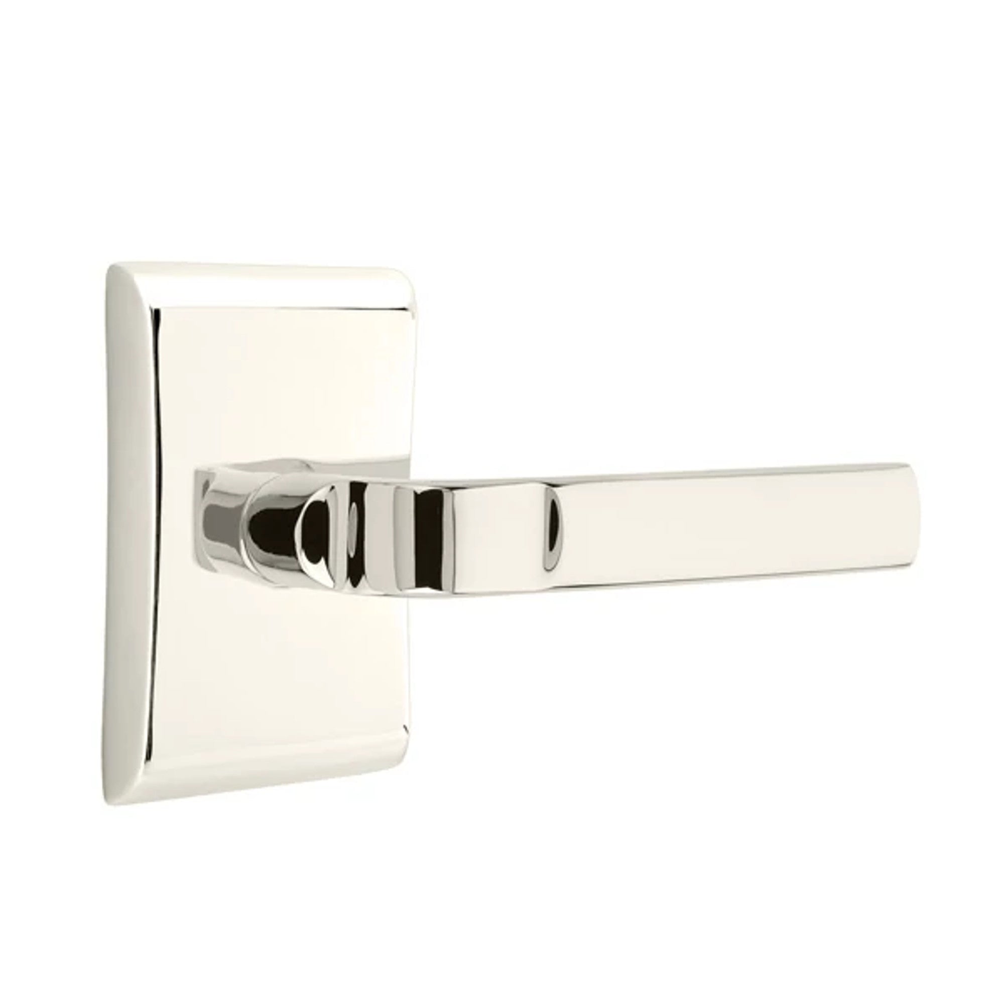 Emtek Aston Lever with Neos Rosette in Polished Nickel