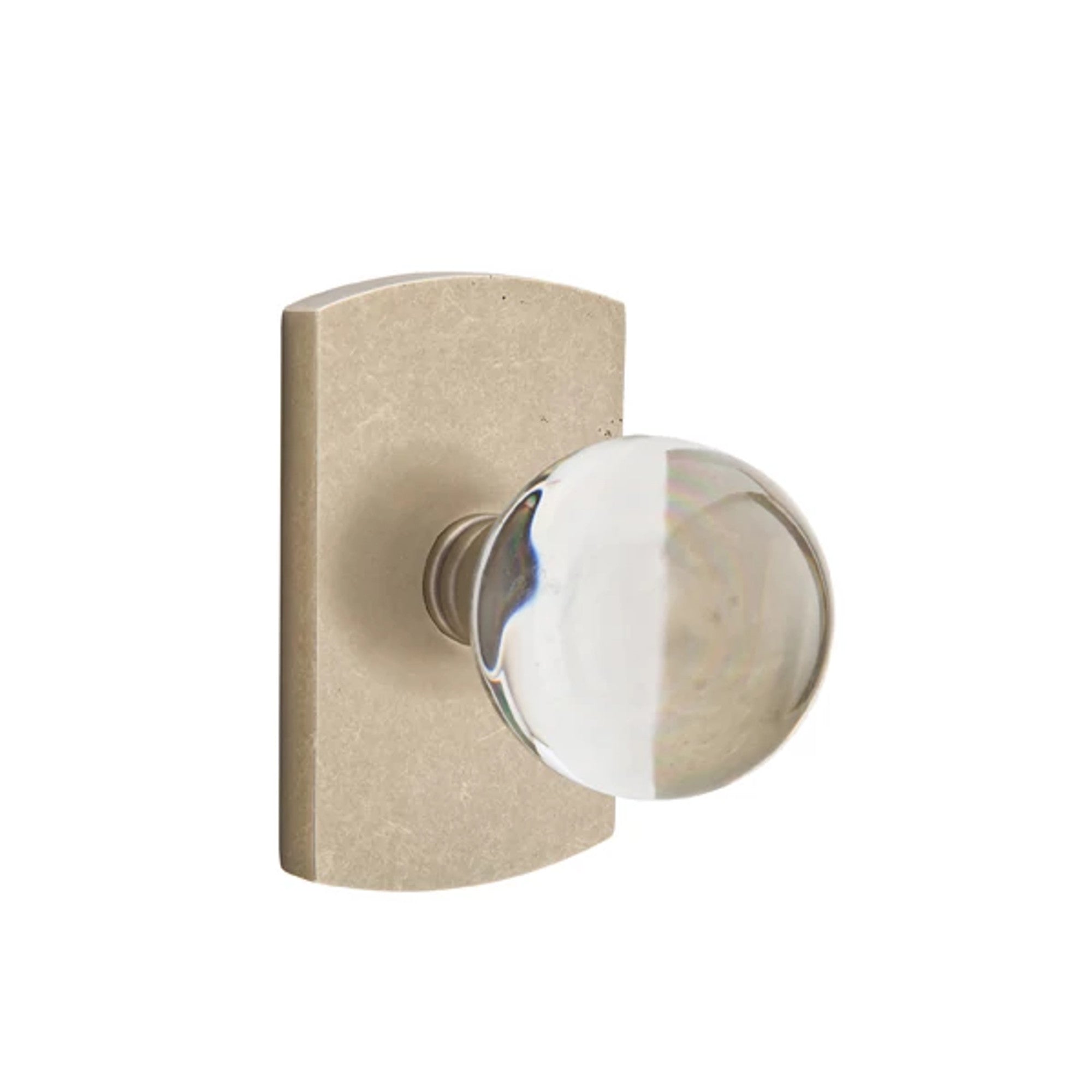 Emtek Bristol Knob with #4 Rosette in Tumbled White Bronze