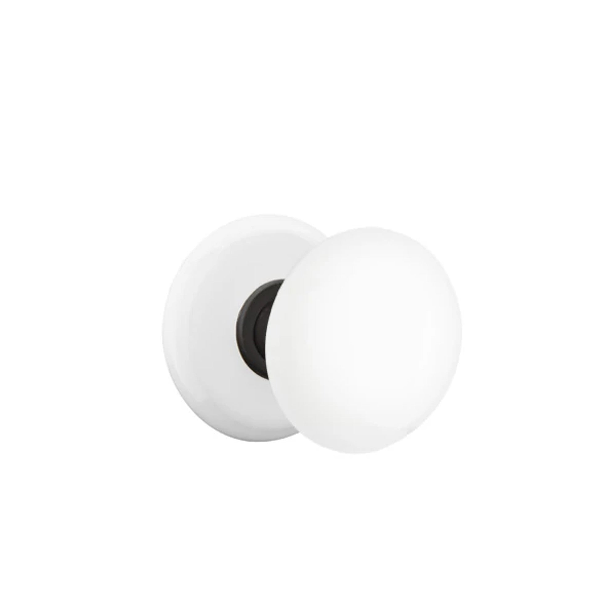 Emtek Ice White Knob with Porcelain Rosette in Flat Black
