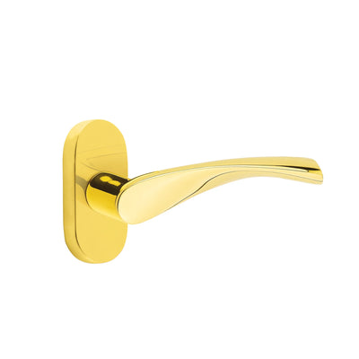 Emtek Triton Lever with Oval Stretto 1-1/2" x 3" in Unlacquered Brass