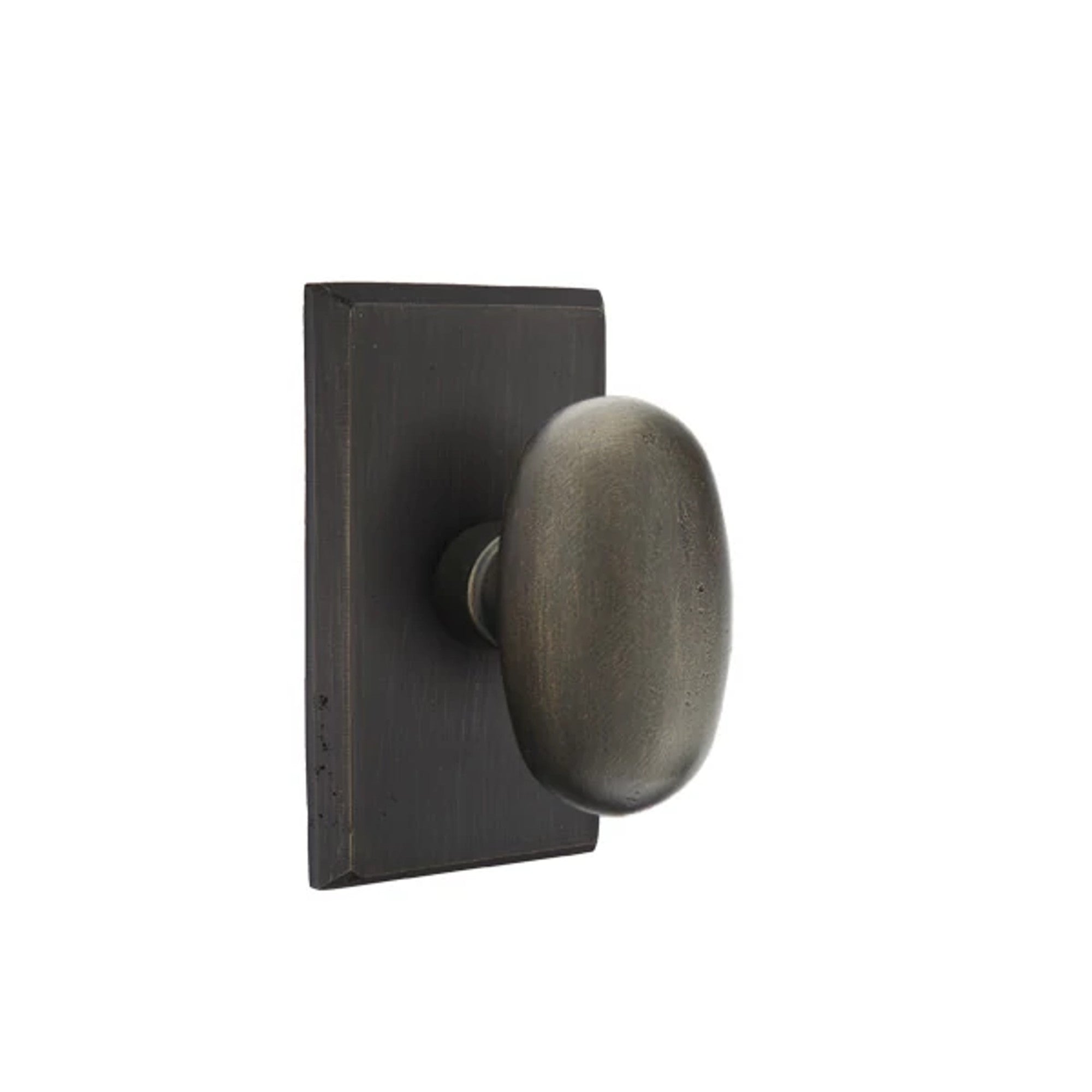 Emtek Egg Bronze Knob with #3 Rosette in Medium Bronze