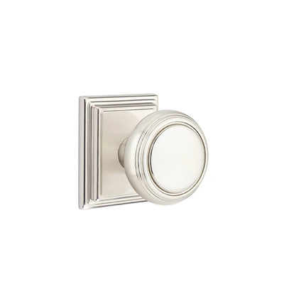 Emtek Norwich Knob with Wilshire Rosette in Satin Nickel