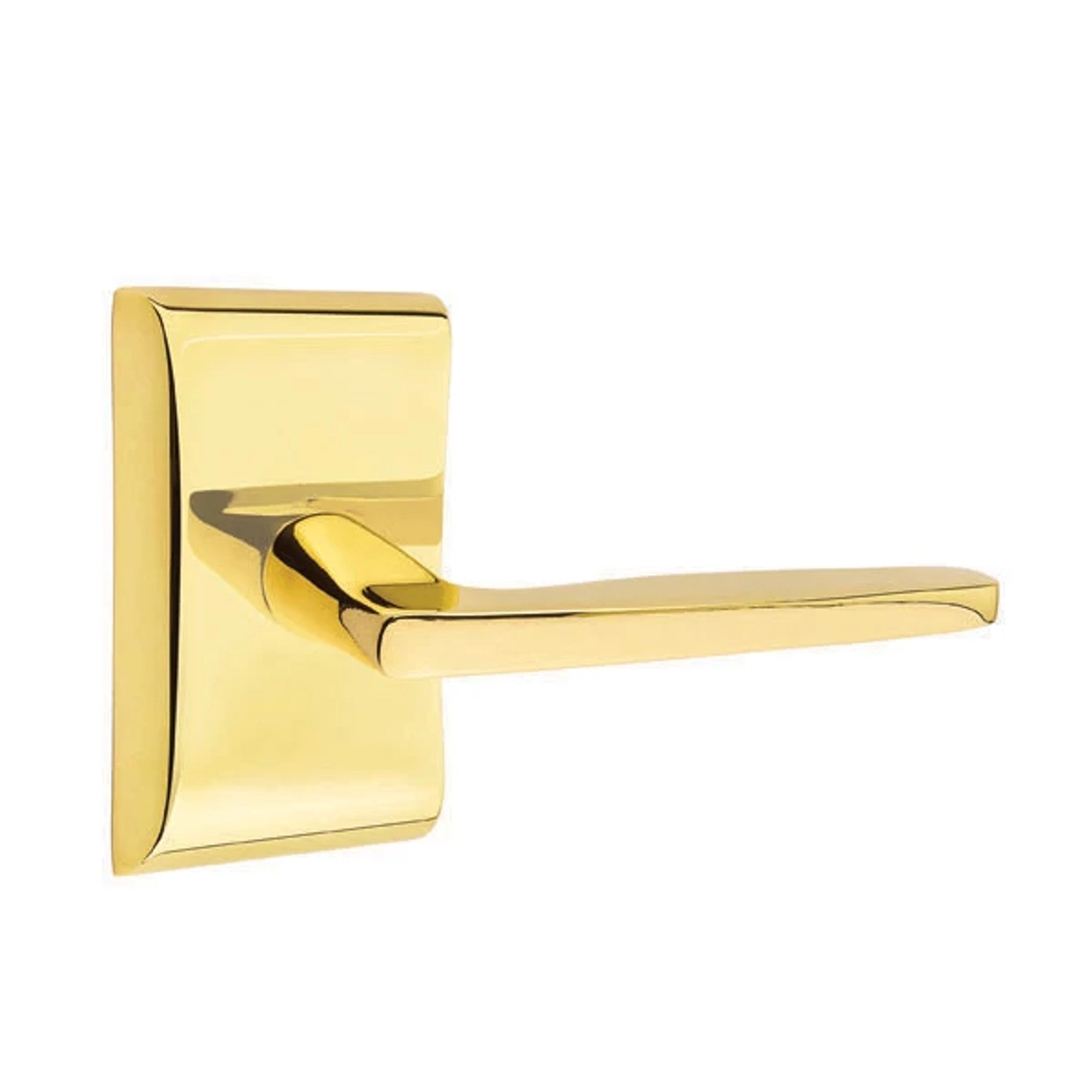 Emtek Hermes Lever with Neos Rosette in Unlacquered Brass