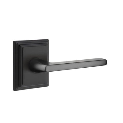 Emtek Helios Lever with Wilshire Rosette in Flat Black