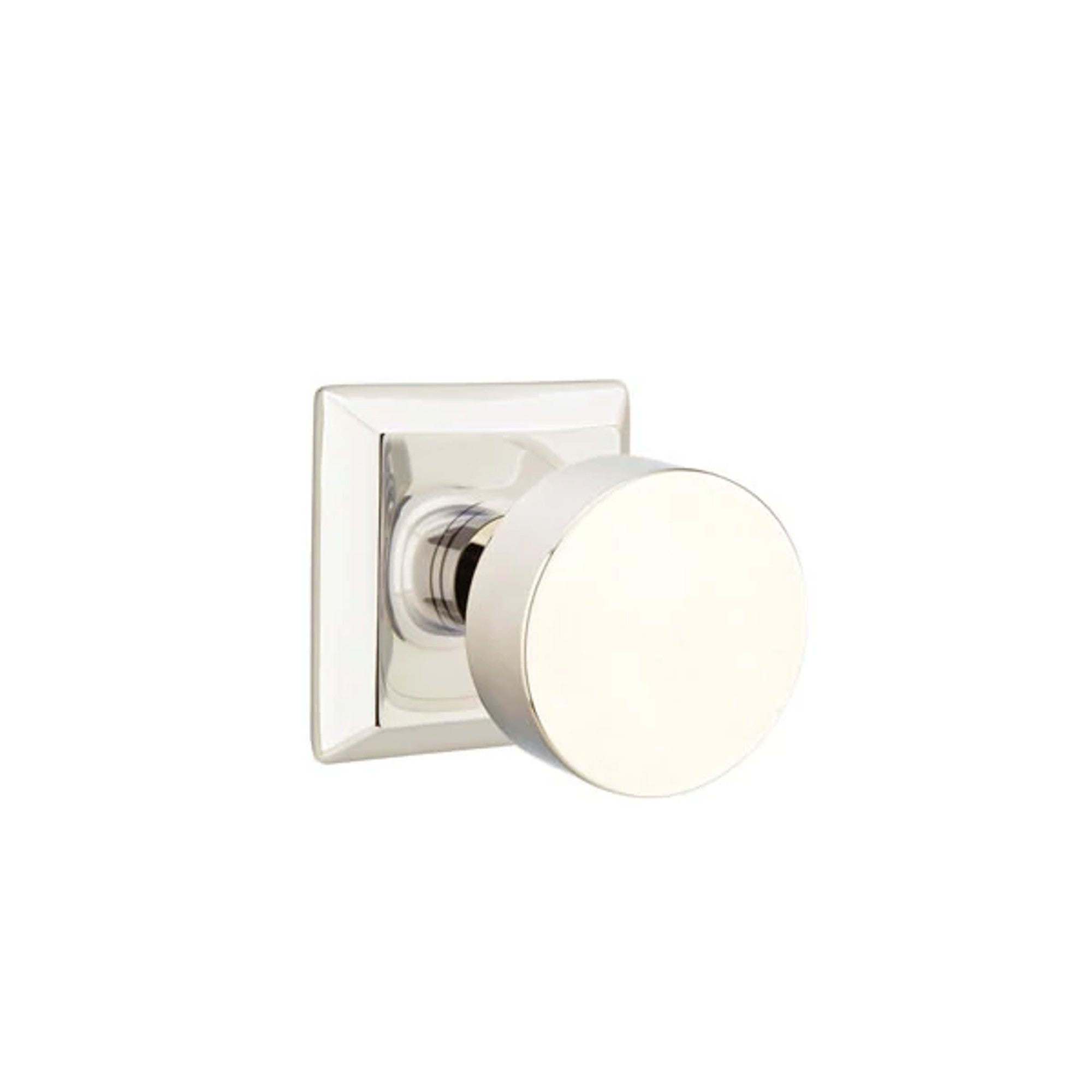 Emtek Round Knob with Quincy Rosette in Polished Nickel