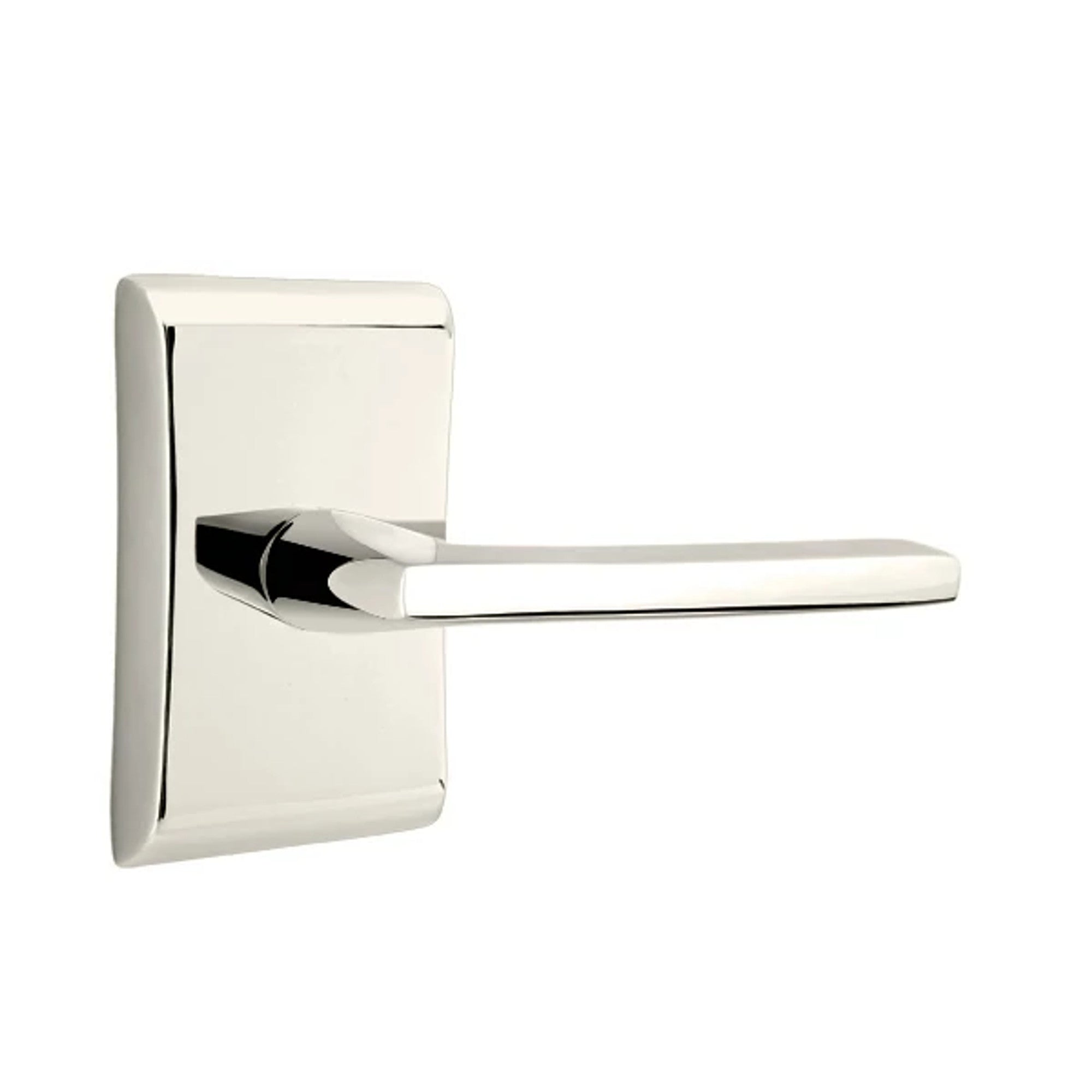 Emtek Helios Lever with Neos Rosette in Polished Nickel