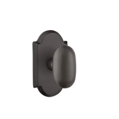 Emtek Egg Bronze Knob with #1 Rosette in Flat Black Bronze
