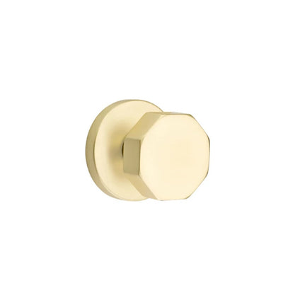Emtek Octagon Knob with Disk Rosette in Satin Brass
