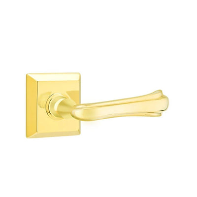 Emtek Wembley Lever with Quincy Rosette in Unlacquered Brass