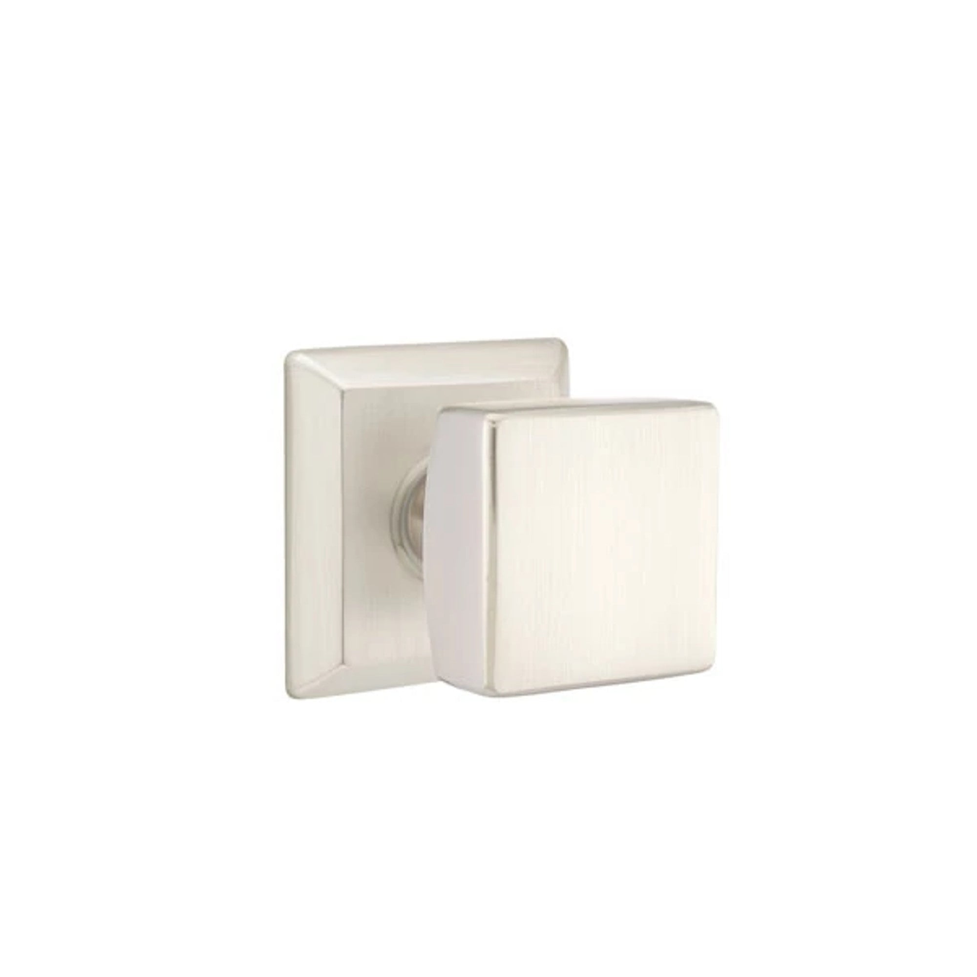 Emtek Square Knob with Quincy Rosette in Satin Nickel