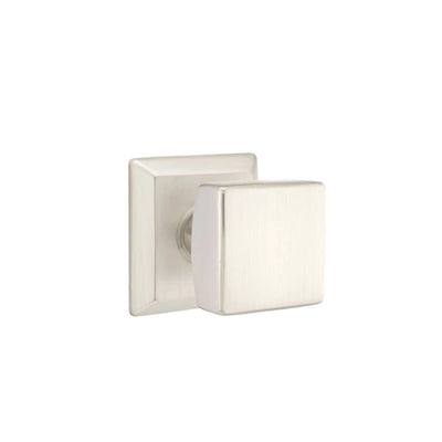Emtek Square Knob with Quincy Rosette in Satin Nickel