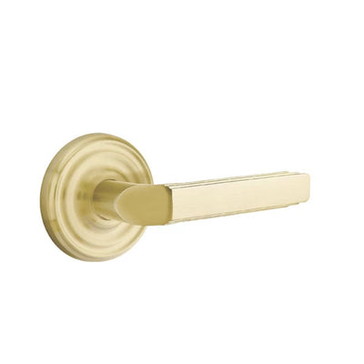 Emtek Milano Lever with Regular Rosette in Satin Brass