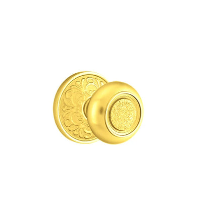 Emtek Belmont Knob with Lancaster Rosette in Polished Brass