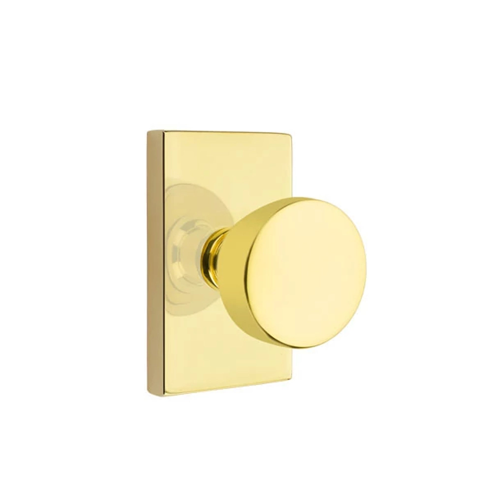 Emtek Laurent Knob with Modern Rectangular Rosette in Unlacquered Brass