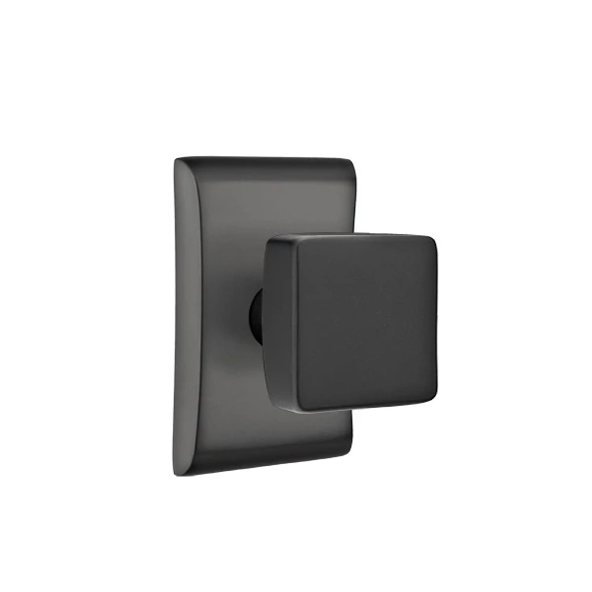 Emtek Square Knob with Neos Rosette in Flat Black