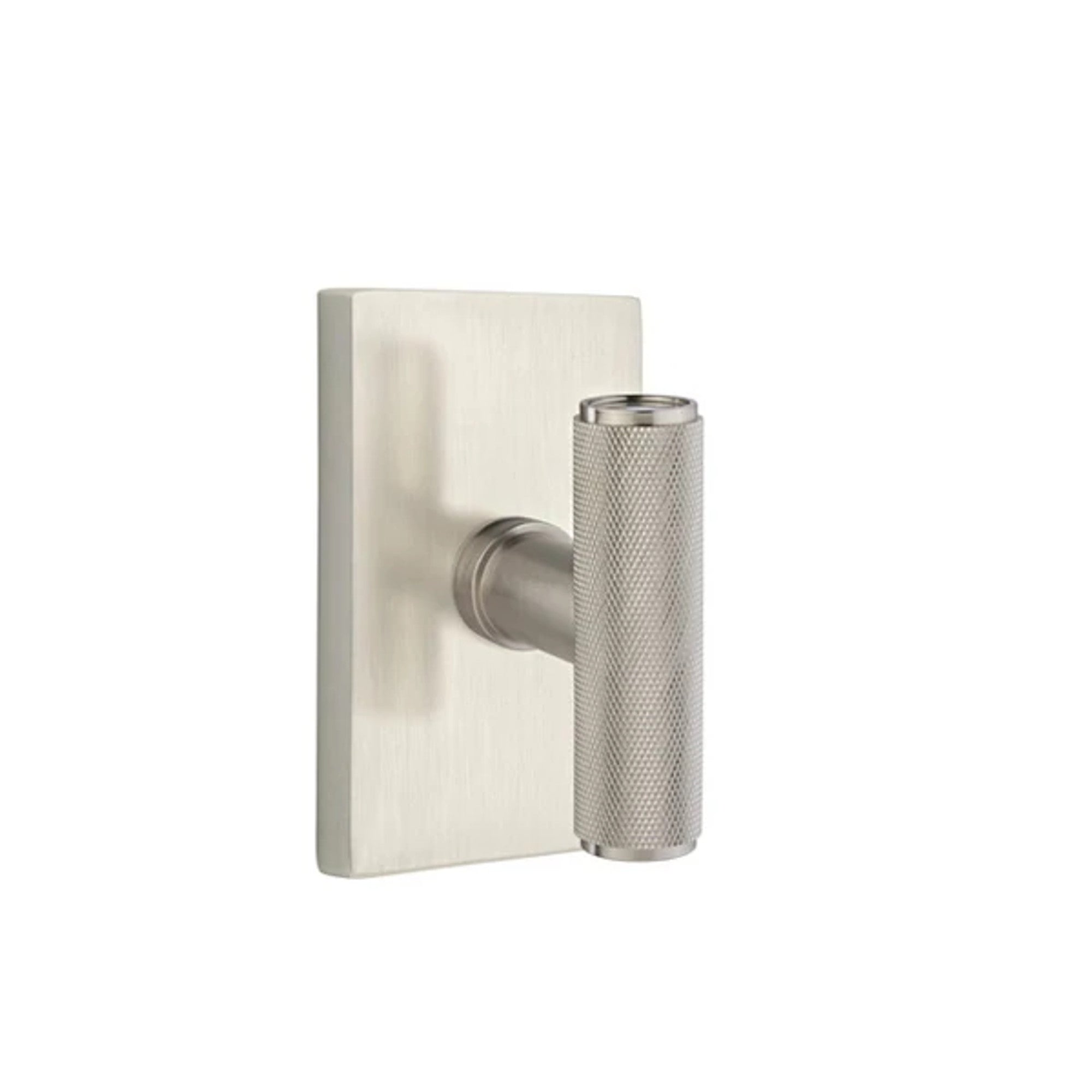 Emtek Ace Knurled Knob with Modern Rectangular Rosette in Satin Nickel