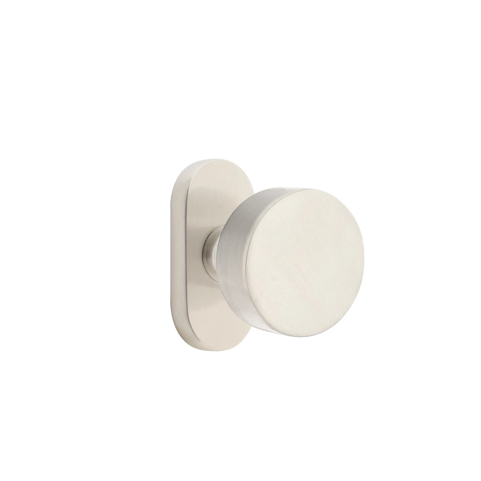 Emtek Round Knob with Oval Stretto 1-1/2" x 3" in Satin Nickel