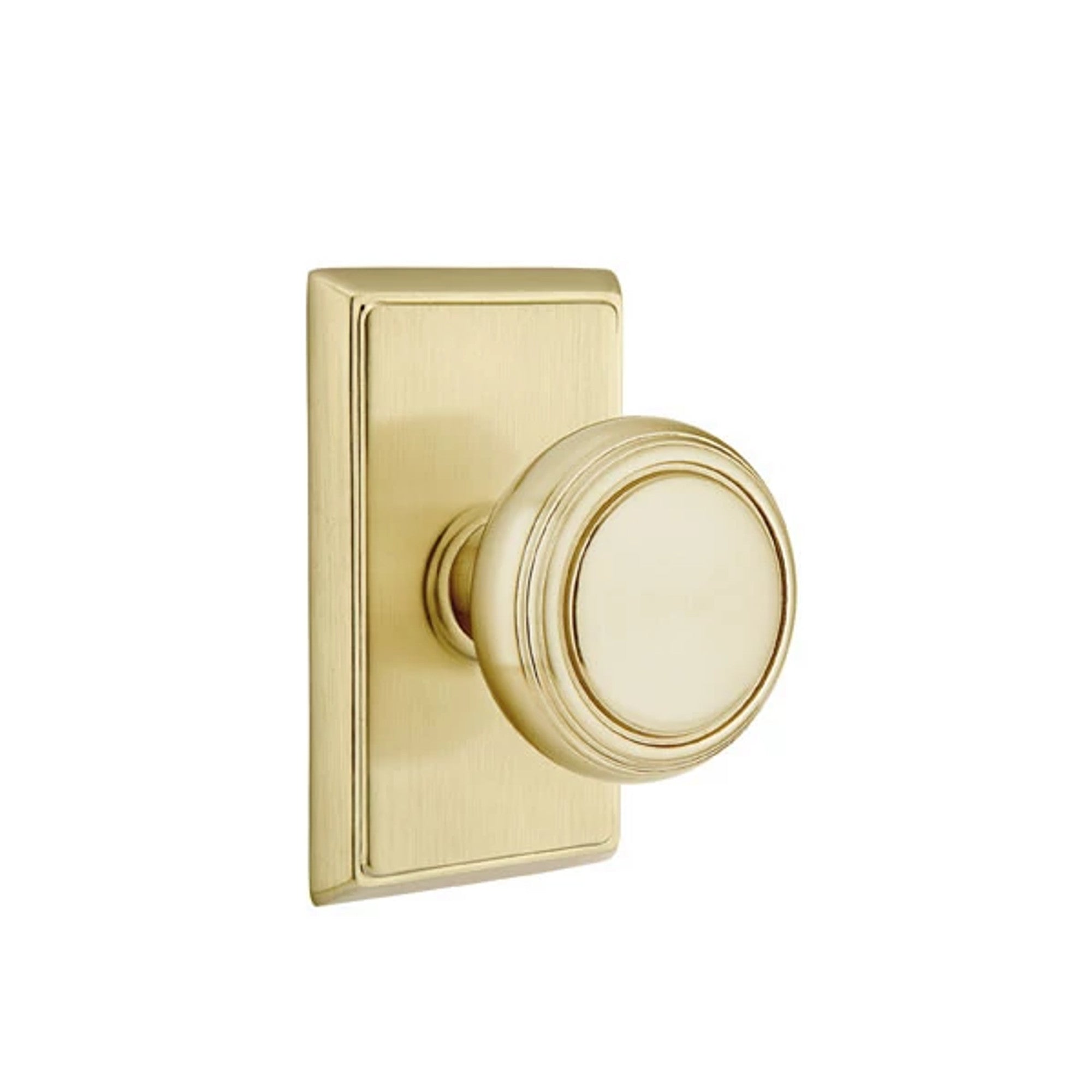 Emtek Norwich Knob with Rectangular Rosette in Satin Brass