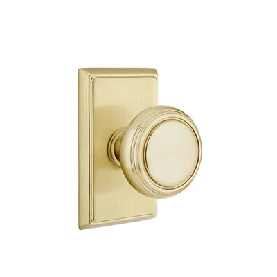 Emtek Norwich Knob with Rectangular Rosette in Satin Brass