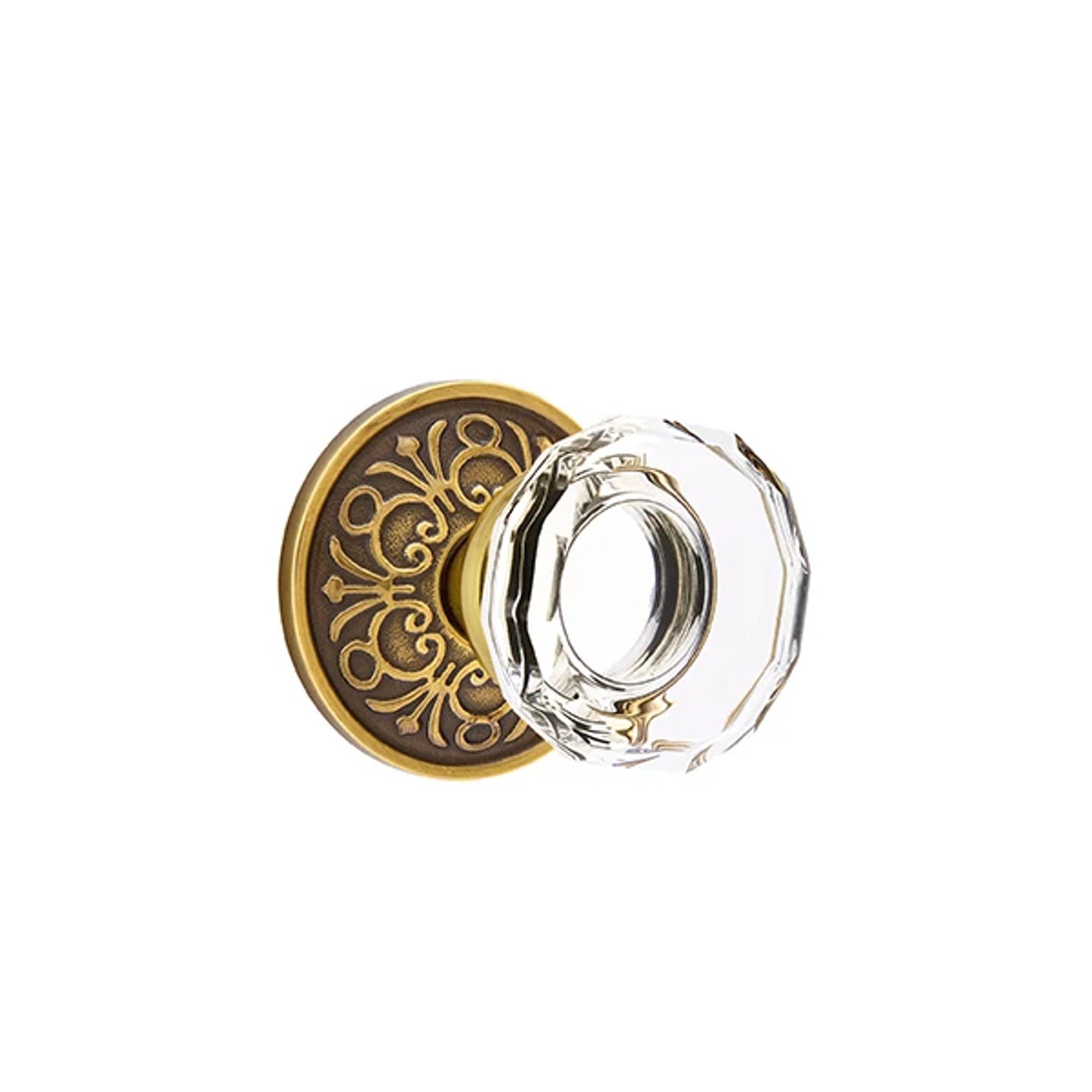 Emtek Lowell Knob with Lancaster Rosette in French Antique