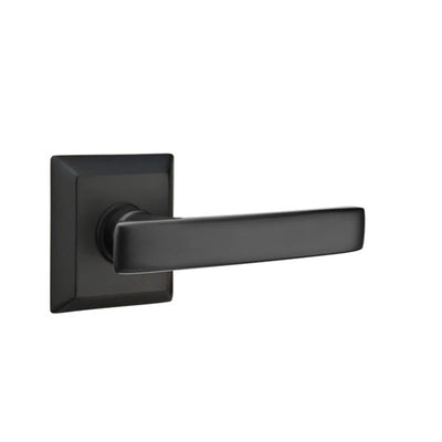 Emtek Geneva Lever with Quincy Rosette in Flat Black