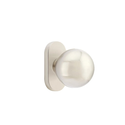 Emtek Orb Knob with Oval Stretto 1-1/2" x 3" in Satin Nickel