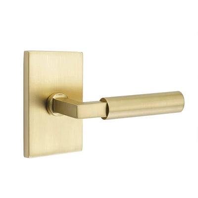 Emtek Hercules Lever with Modern Rectangular Rosette in Satin Brass