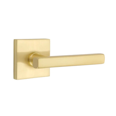 Emtek Freestone Lever with Square Rosette in Satin Brass