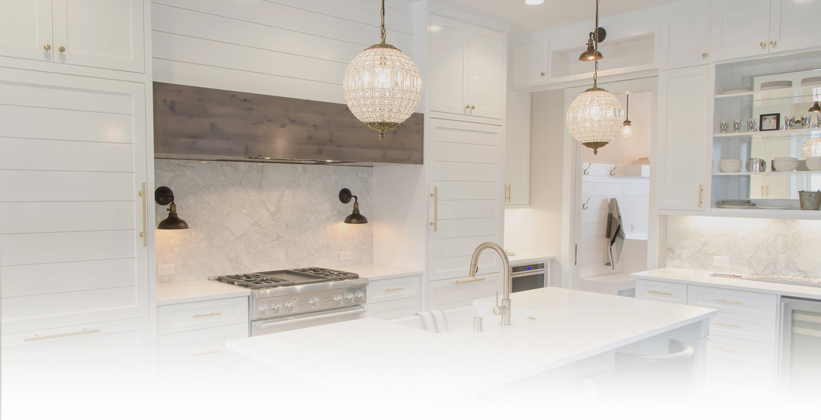 Kitchen cabinets with leather pulls