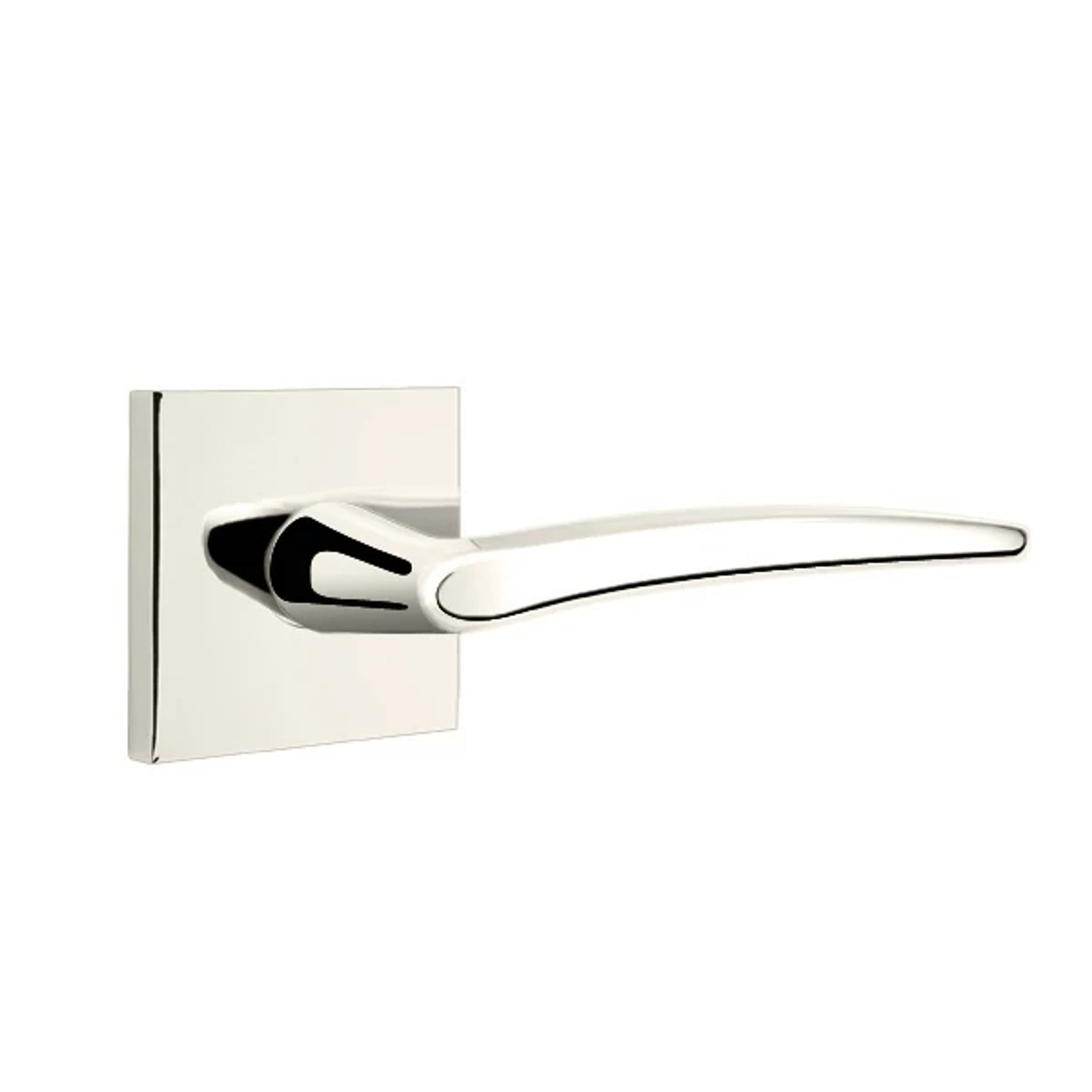 Emtek Poseidon Lever with Square Rosette in Polished Nickel