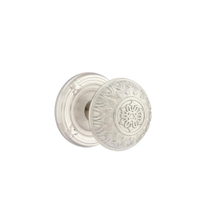 Emtek Lancaster Knob with Ribbon & Reed Rosette in Satin Nickel