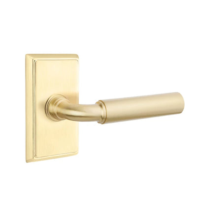 Emtek Manning Lever with Rectangular Rosette in Satin Brass